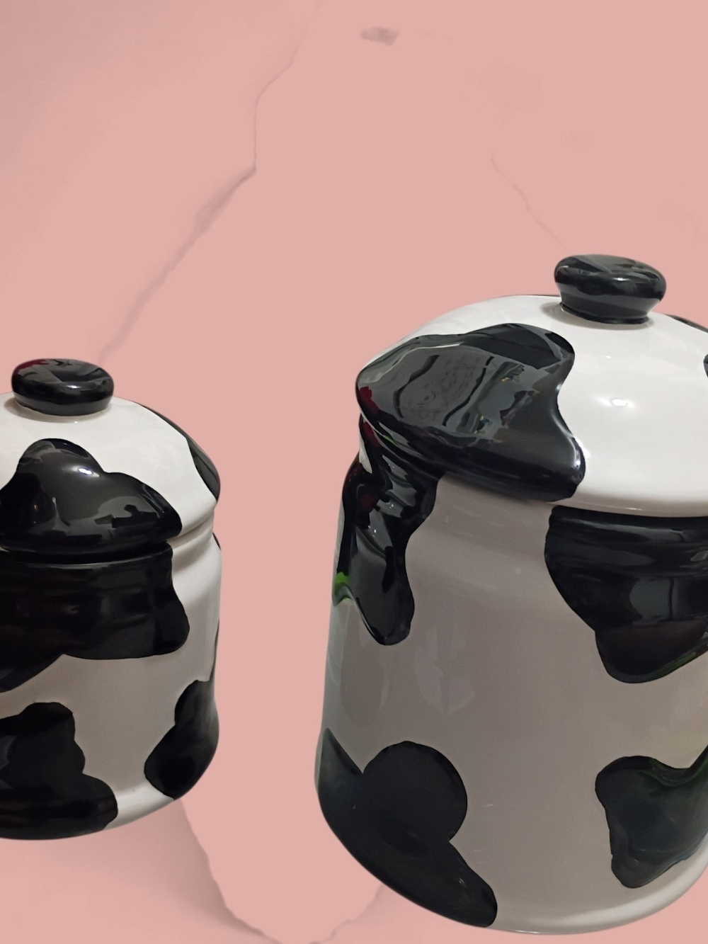 Black & White Cow-Spot Ceramic Canister Set - Home Art
